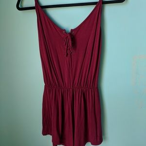 Maroon lace up romper